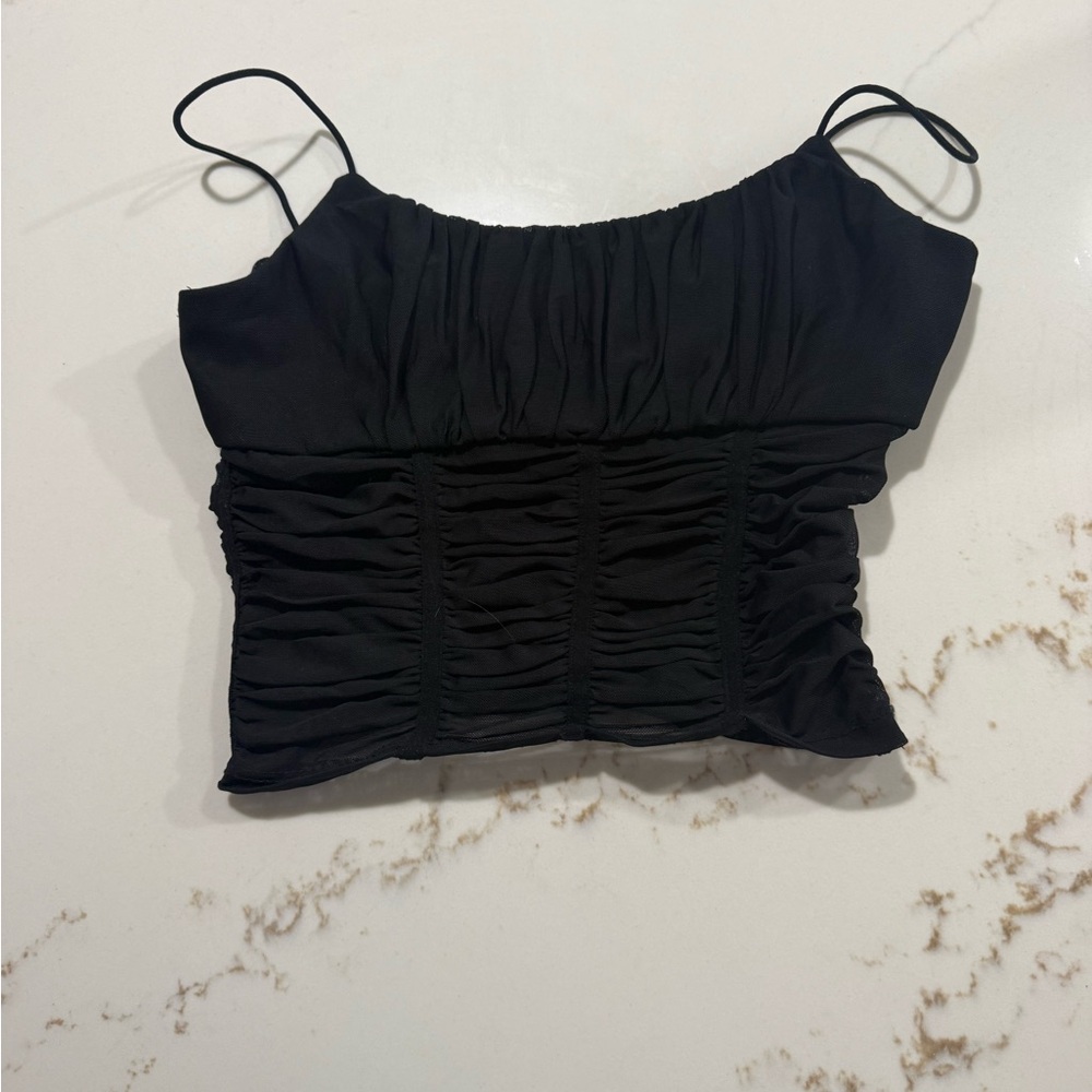 Princess Polly Elegant Black Ruched Women's crop Top